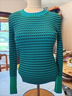 ME+EM women’s small checkered knit long sleeve sweater